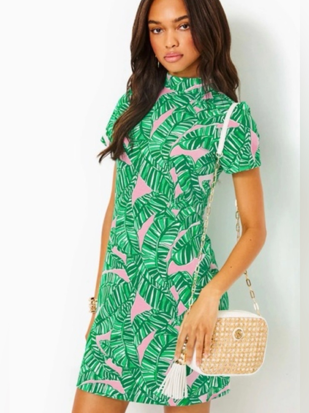 Lilly Pulitzer Hallie Short Sleeve Dress (Conch Shell Pink Lets Go Bananas)